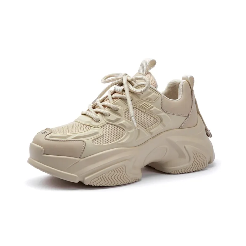 PACO GIL Chunky Sneakers Women's Low Top Beige Apricot-0