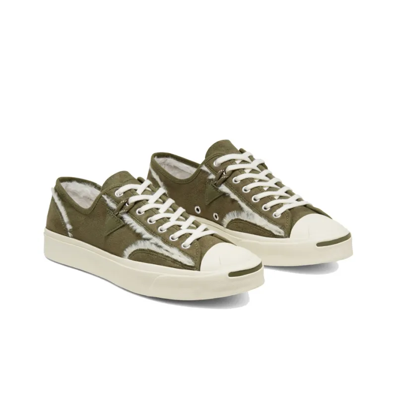 Converse Faux Fur Lined Leather Jack Purcell 'Green White'-2