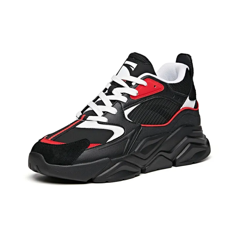 Anta Life Collection Anti Slip Wear Resistant Low Top Chunky Sneakers Men's Black White Red-1