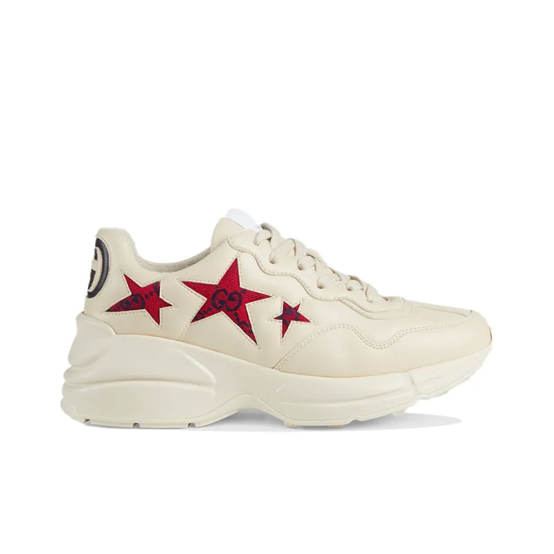 GUCCI Rhyton Anti Slip And Wear Resistant Breathable Low Top Chunky Sneakers Women's Ivory White-1