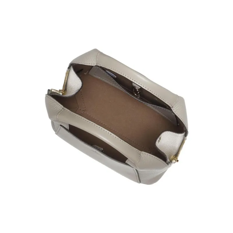 Furla Gilda Cow Leather Tote Bag, Shopping Bag, Shoulder Bag, Crossbody Bag, Handbag Mini Women's Light Gray-4