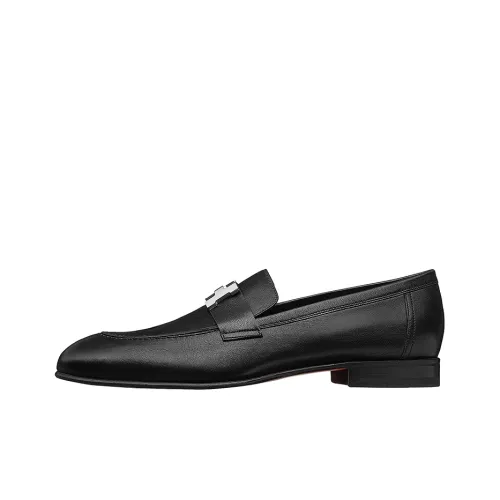 Hermes Paris Loafers Women's Casual Shoes Black 