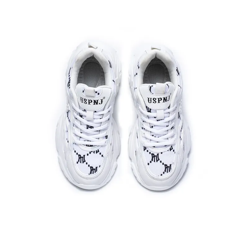 Pnj Anti Slip And Wear Resistant Height Increasing Low Top Chunky Sneakers Women's White-3