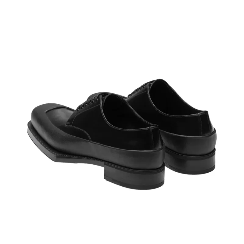 PRADA Brushed Square-toe Derby Shoes-4