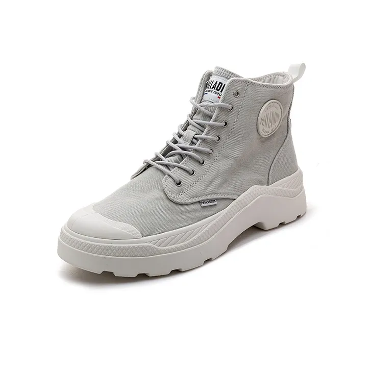 Palladium Pampa Wear-resistant And Waterproof High-Top Canvas Shoes Unisex Gray-2