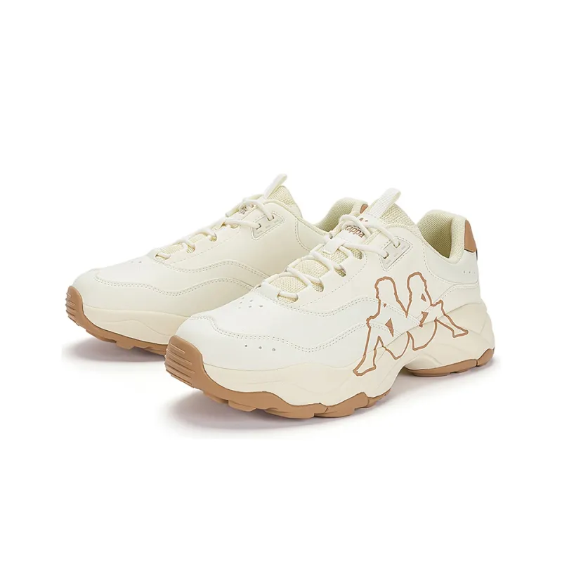 Kappa Anti Slip Wear Resistant Low Top Chunky Sneakers Unisex White Brown-2