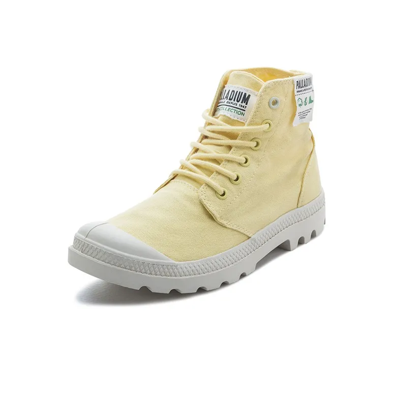 Palladium The Pampa Organic Wear Resistant Slip Resistant High Top Canvas Shoes Unisex Yellow-1