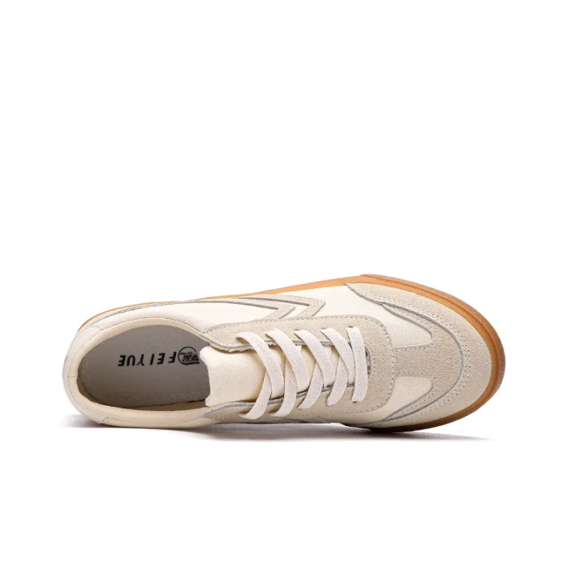 Feiyue Slip Resistant Low Top Canvas Shoes Unisex Beige-2