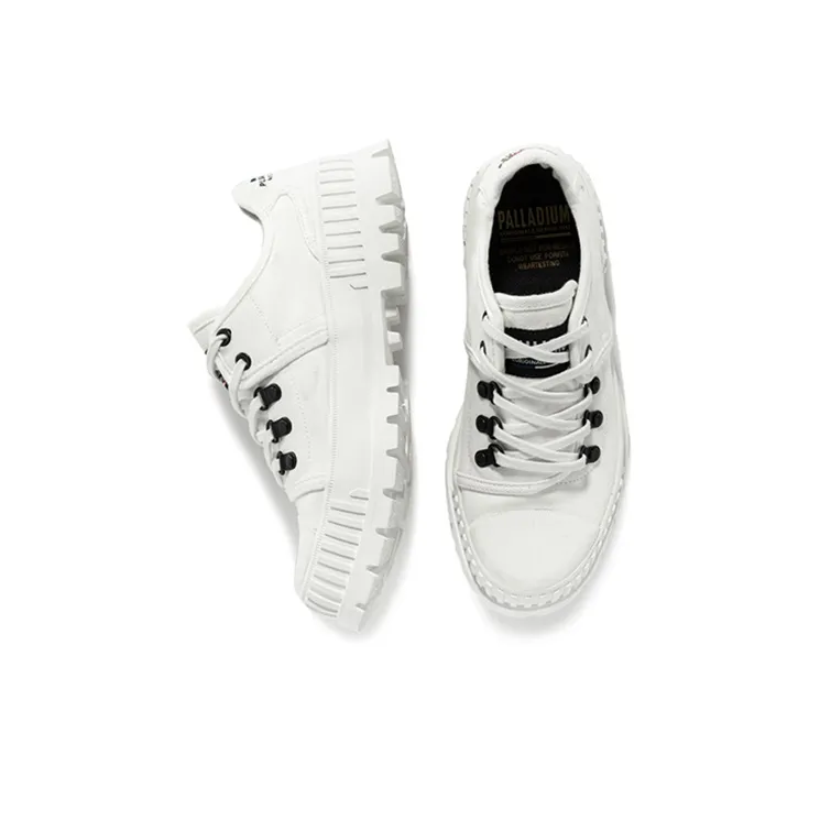 Palladium Pallashock Hkr Lo Anti Slip Wear Resistant Breathable Height Increasing Low Top Canvas Shoes Unisex White-2