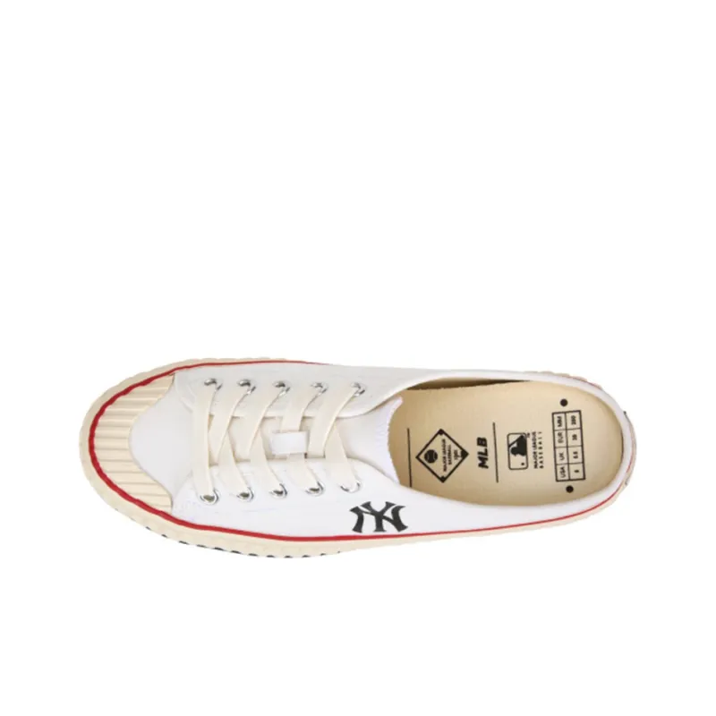 MLB Playball Mule Play Ball Anti Slip Wear Resistant Breathable Lightweight Low Top Canvas Shoes Unisex White-3