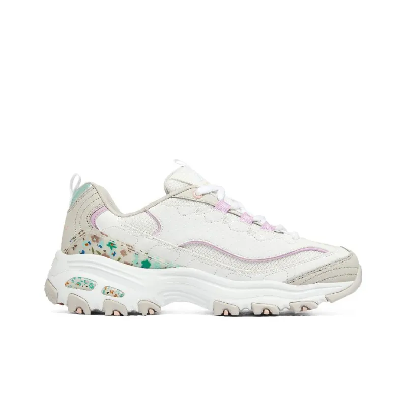 Skechers D'LITES 1.0 Anti Slip Wear Resistant Low Top Chunky Sneakers Women's White Gray Pink-1