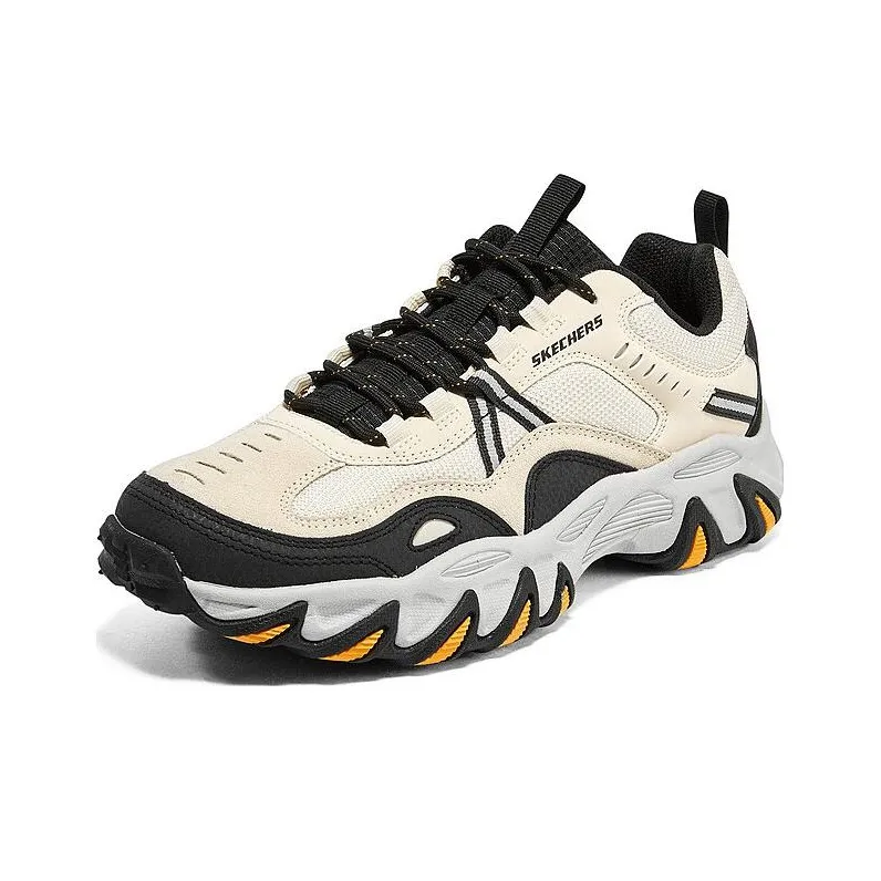 Skechers Sport Casual Cushioned Slip Resistant Abrasion Resistant Low Top Chunky Sneakers Men's Beige Black-2