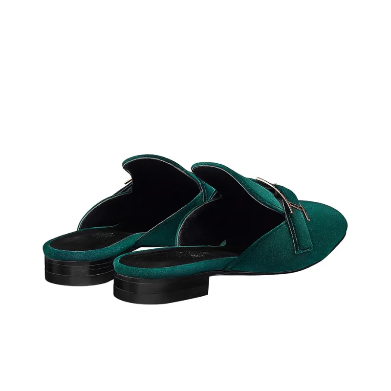 HERMES Beauty Closed Toe Slippers Women's Green-3