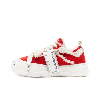 SMILEREPUBLIC Anti Slip Wear Resistant Low Top Canvas Shoes Unisex Red