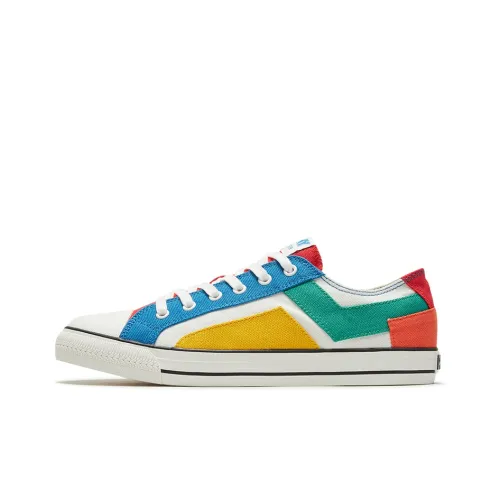 PONY Anti-Slip And Wear-Resistant Breathable Low-Top Canvas Shoes Women's Blue Yellow Green