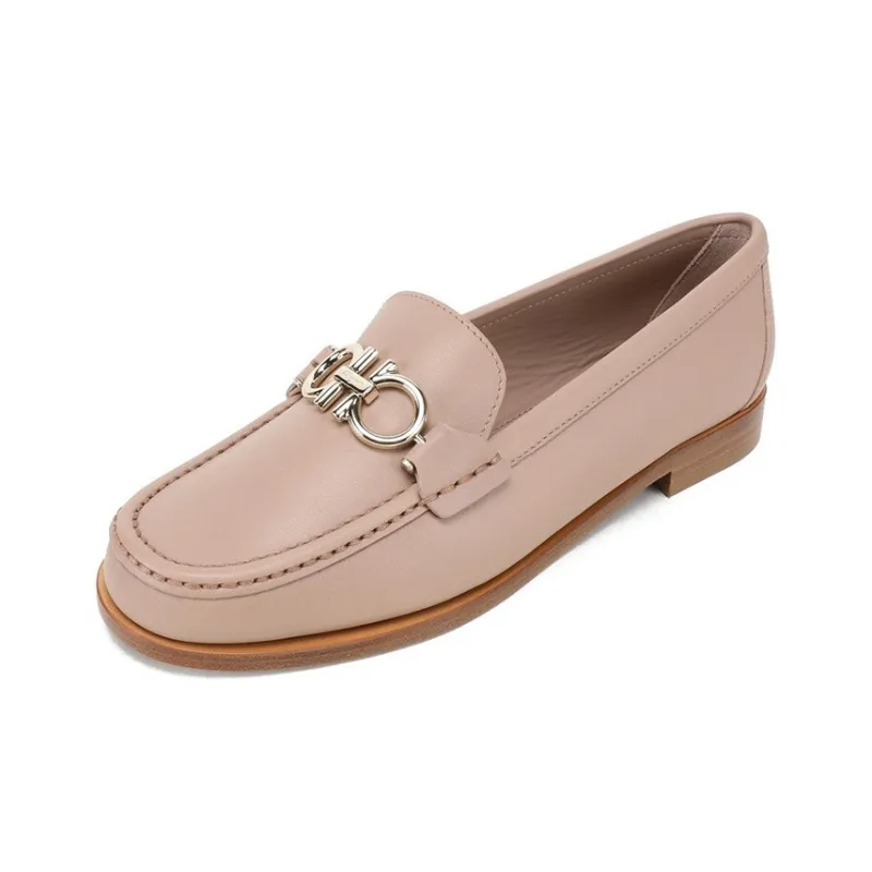FERRAGAMO GANCINI Casual Single Shoes Women's Apricot-1
