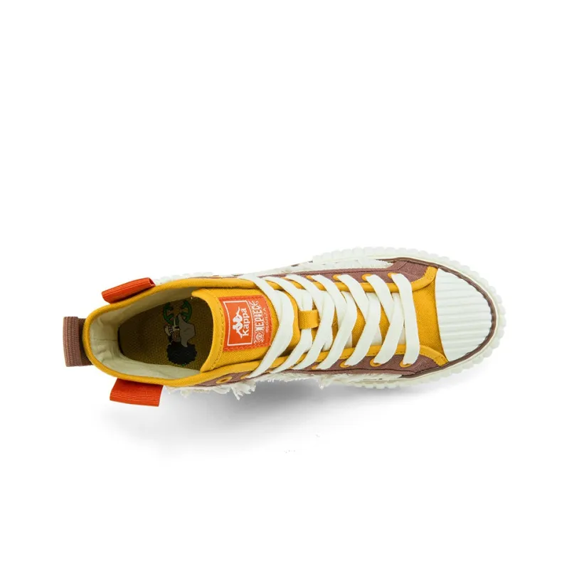 Kappa One Piece Anti-Slip And Wear-Resistant Coverage High-Top Canvas Shoes Unisex Field Yellow Stone-2