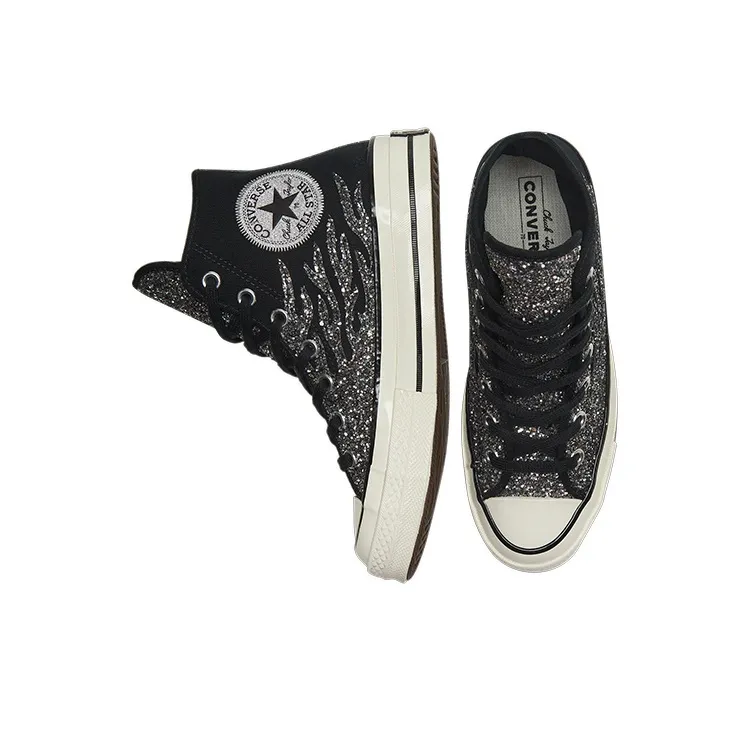 Converse Women's Chuck 70 High 'Archival Glitter Flame Black Egret' Women's-4