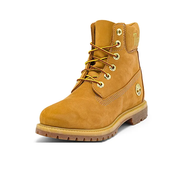 Timberland 6 Inch Premium Waterproof Boots 'Wheat Nubuck With Gold Logo' Women's-2