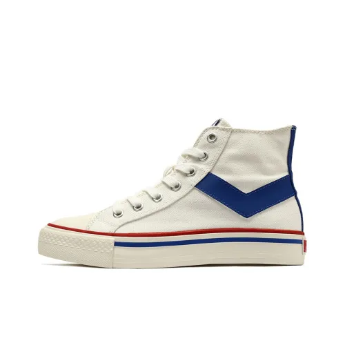 Pony Canvas Shoes Women's High-Top White/Blue Red