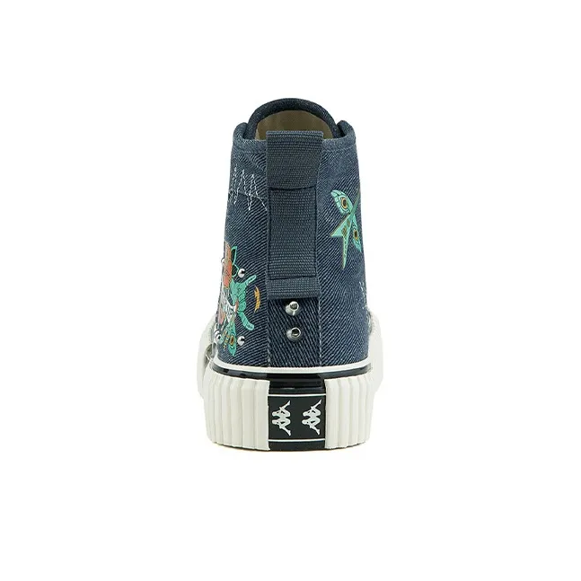Kappa Wear resistant And Lightweight High Top Canvas Shoes Unisex Denim Blue-5
