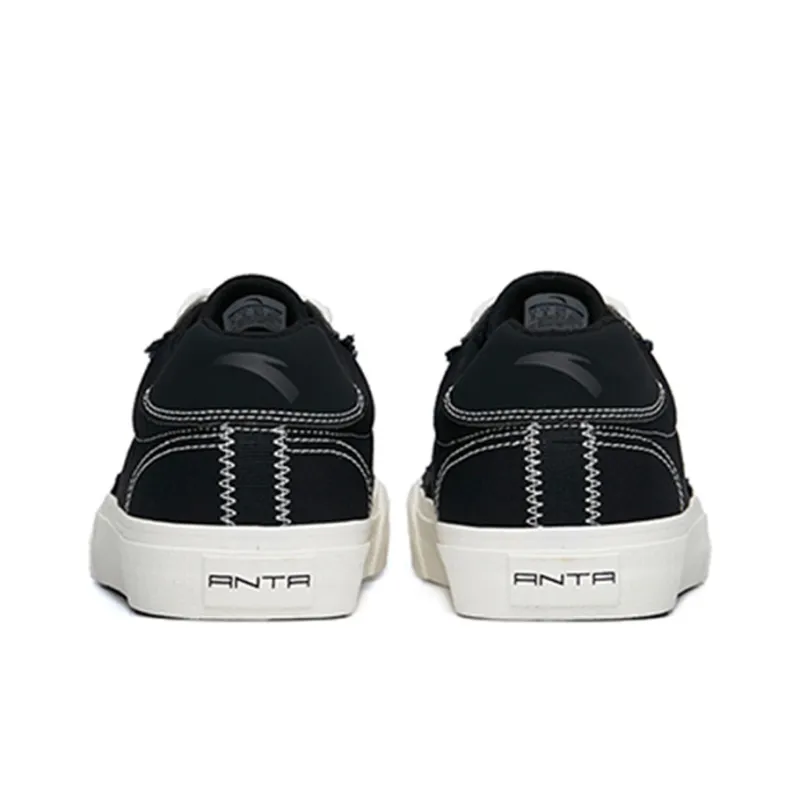 Anta Life Collection Anti Slip Wear Resistant Low Top Canvas Shoes Men's Black White-3