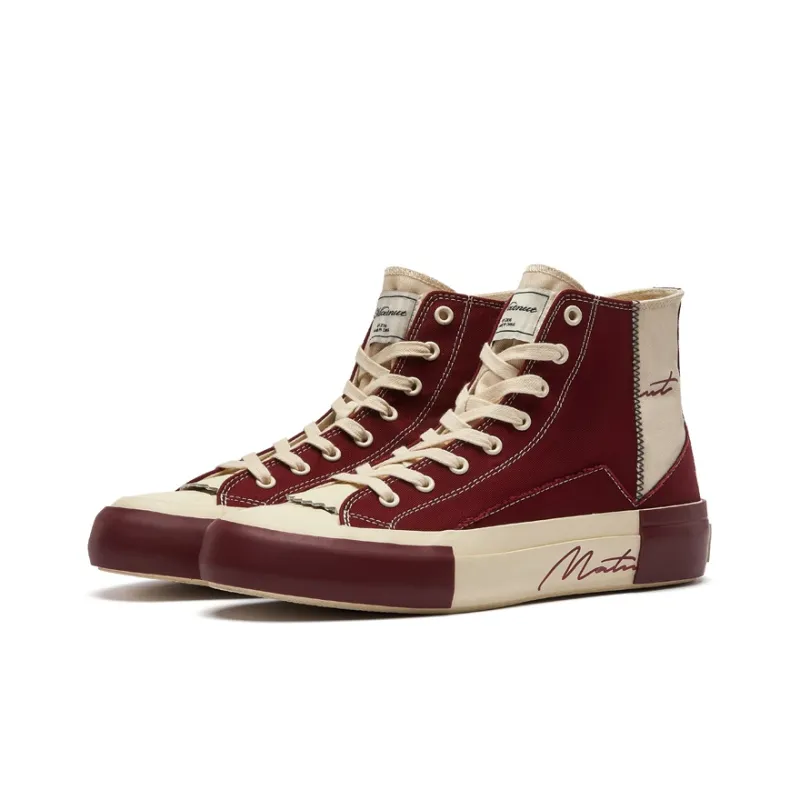 MATNUT FUSION Stitched Patchwork Vintage, Burgundy, Panda, Platform, Canvas Shoes-2
