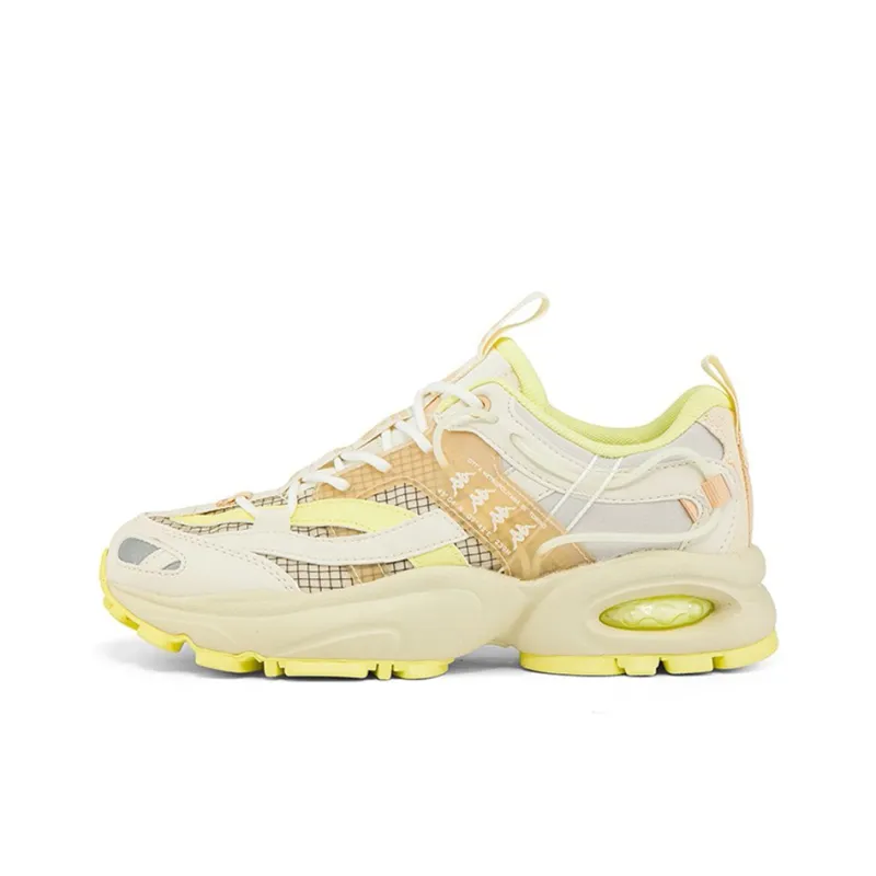 Kappa Cushioning Anti-Slip And Wear-Resistant Breathable Coverage Low-Top Chunky Sneakers Unisex Yellow-0