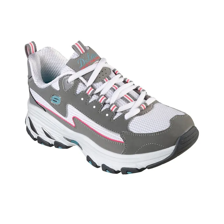 Skechers DLITES Cushioning Anti-Slip And Wear-Resistant Support Low-Top Chunky Sneakers Women's Gray Pink-2