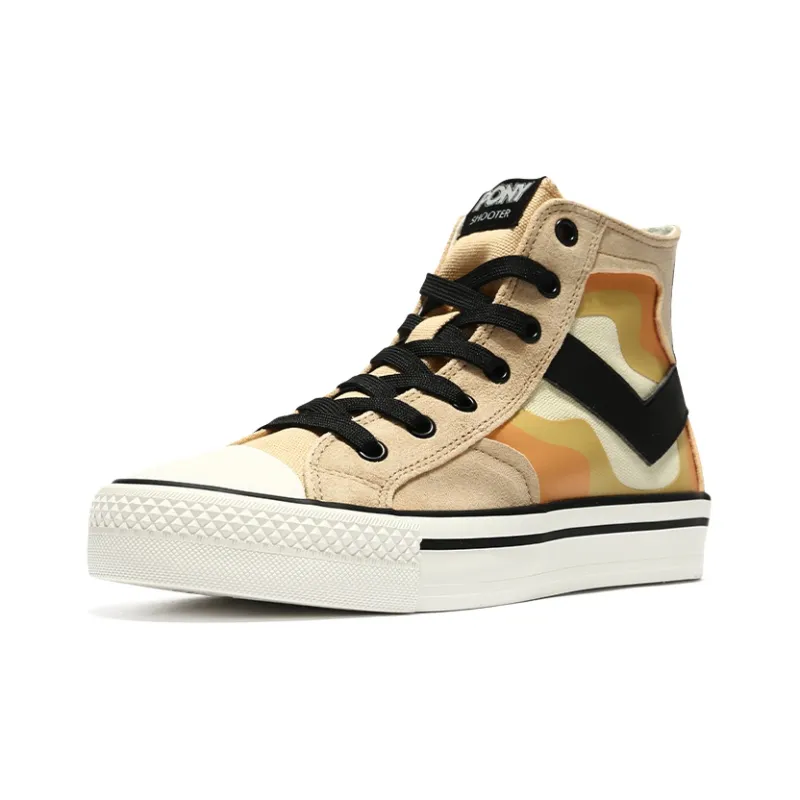 PONY Lightweight Anti Slip High Top Canvas Shoes Women's Tea Brown-1