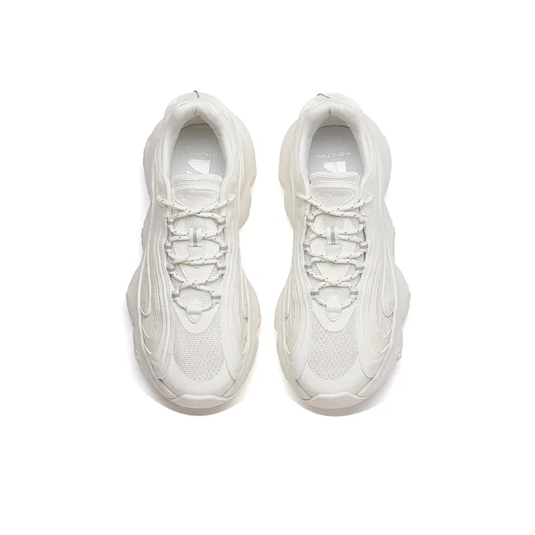 ANTA Life Collection Chunky Sneakers Women's Low Top Ivory White/Silver-2