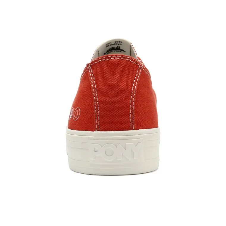PONY Anti Slip And Wear Resistant Lightweight Low Top Canvas Shoes Unisex Orange Red-4