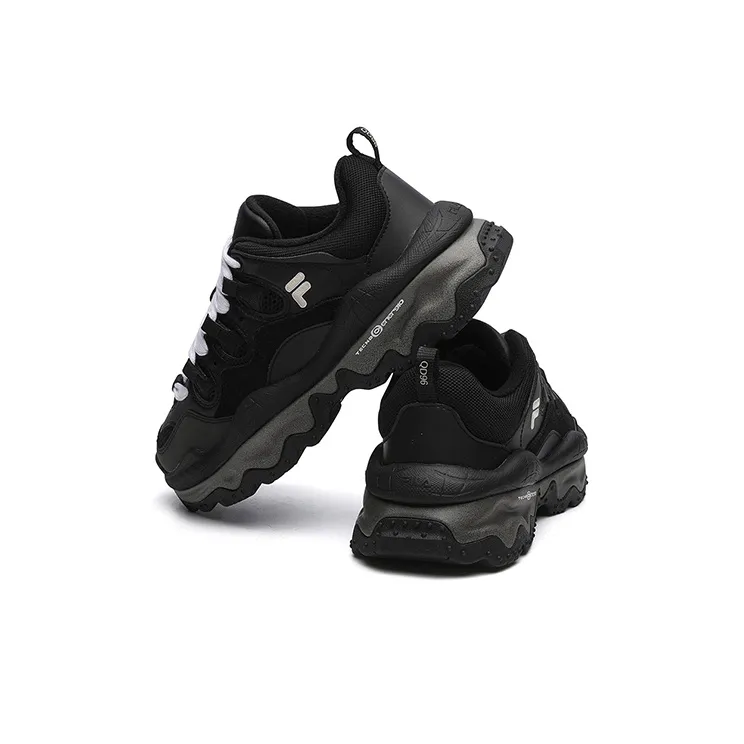 FILA FUSION QD96 Cushioning Anti Slip And Wear Resistant Low Top Chunky Sneakers Women's Black-3