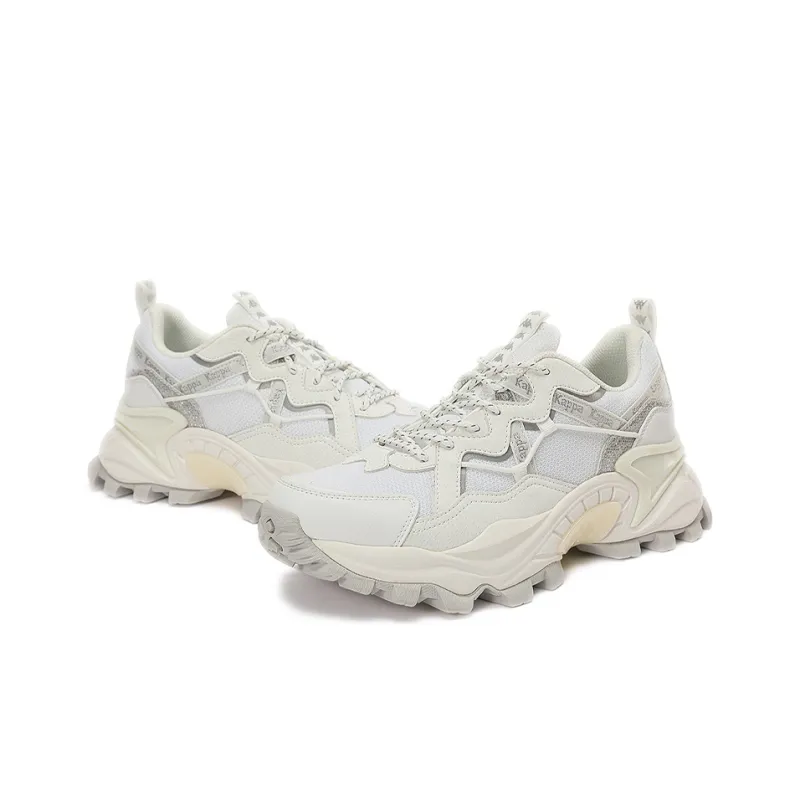 Kappa Cushioning Abrasion Resistant Height Increasing Support Low Top Chunky Sneakers Unisex White-4