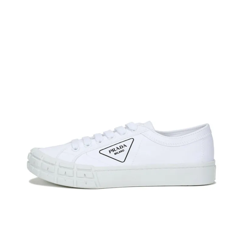 PRADA Low Top Canvas Shoes Men's White-0
