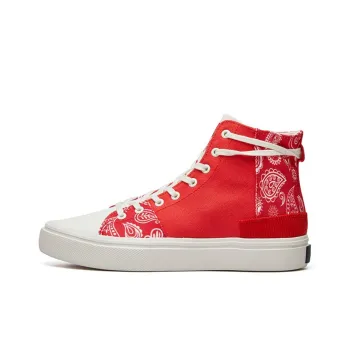 FILA FUSION Canvas Shoes Women's High Top Dark Blue/Fire Red