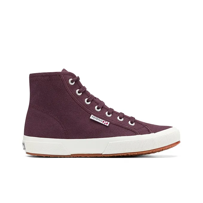 SUPERGA Anti-Slip Wear-Resistant High-Top Canvas Shoes Unisex Burgundy-1