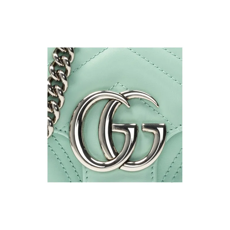 GUCCI Quilting Leather Chain Bag Crossbody Bag Shoulder Bag Women's Mint Green-3