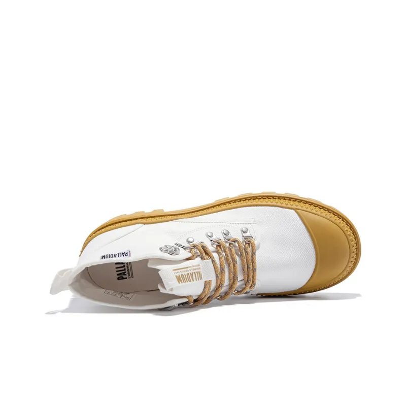 Palladium Pampa PampaMtHi Wear Resistant High Top Canvas Shoes Unisex White Orange Yellow-2
