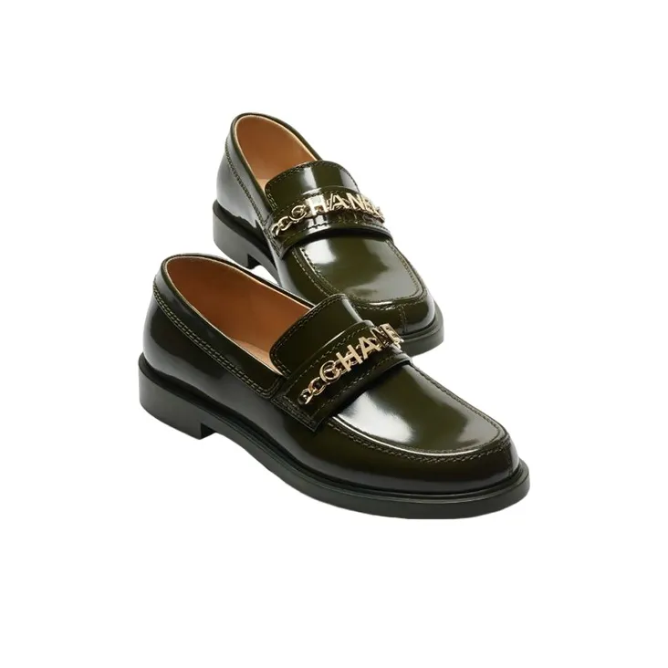 CHANEL Flat Shoes Women's Dark Green-2