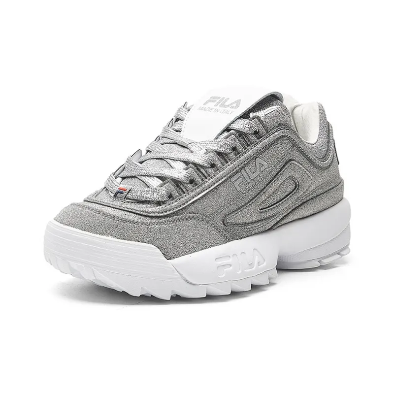 FILA Disruptor 2 Cushioning Anti-Slip Wear-Resistant Breathability Low-Top Chunky Sneakers Women's Silver Gray-2