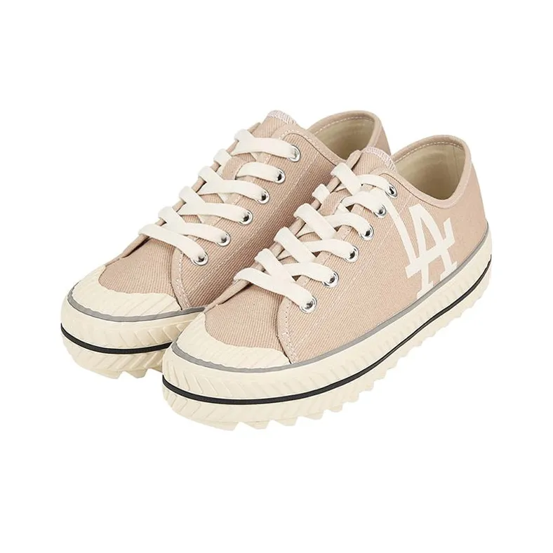 MLB Playball New Chunky Anti-Slip Wear-Resistant Breathable Lightweight Low-Top Canvas Shoes Unisex Beige-1
