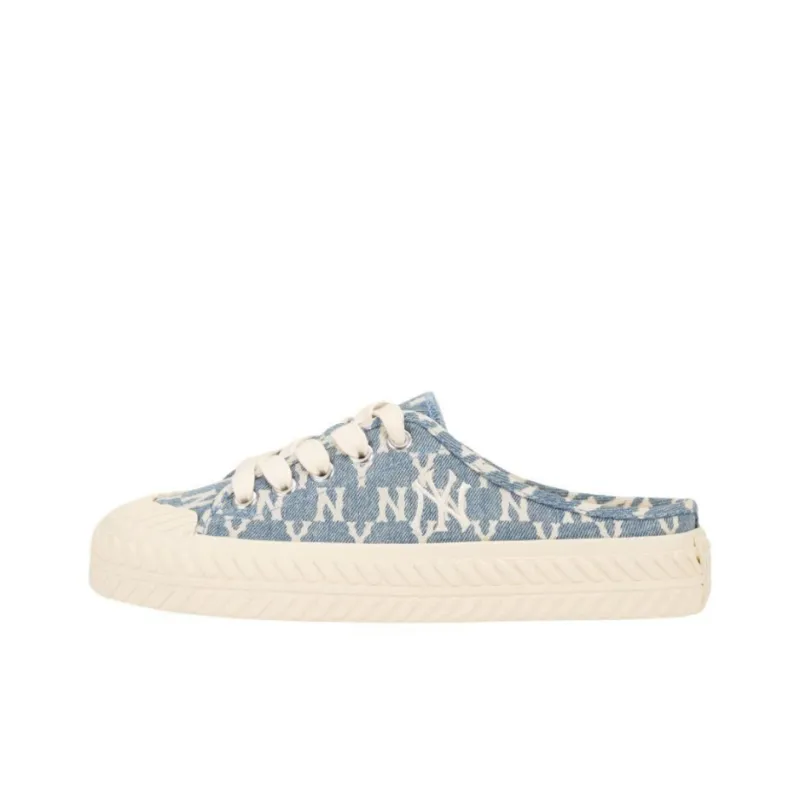 MLB Playball Mule Mono Denim Wear Resistant Low Top Canvas Shoes Unisex Blue-0