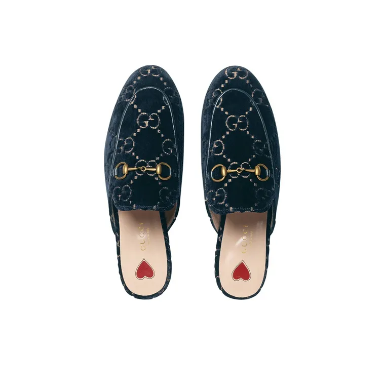 GUCCI Princetown GG Velvet Slipper-2