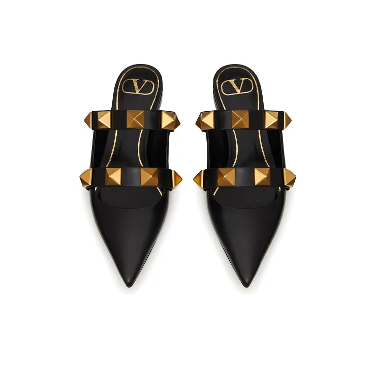 Valentino Roman Stud Roman Stud Casual Single Shoes Women's Black-3