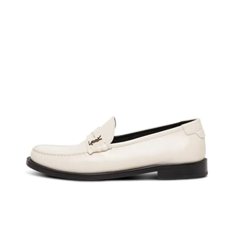 SAINT LAURENT Le Loafer Penny Slippers Pearl Women's-0