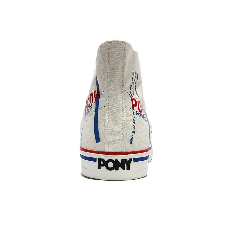 PONY Shooter Abrasion Resistant High Top Canvas Shoes Unisex Raw White-3