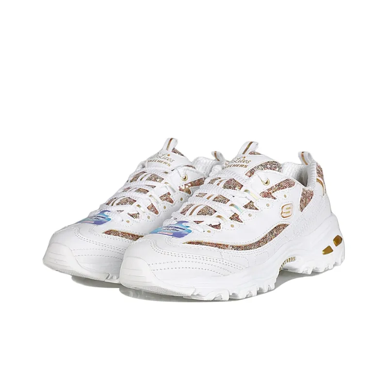 Skechers D'Lites Low Top Daddy Shoes White/Gold Women's-2