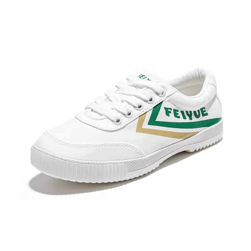 Feiyue Wear resistant And Lightweight Low Top Canvas Shoes Unisex White Yellow Green-2