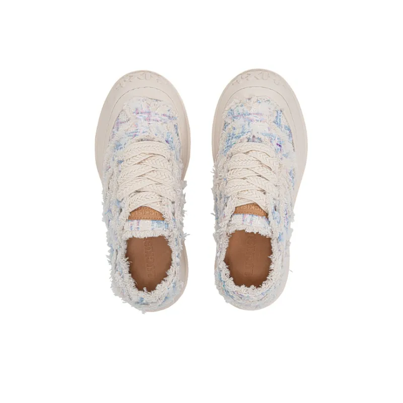LUCKISLE Step By Step Lotus Lucky Shoes Low-Top Canvas Shoes Unisex Dopamine Blue-4